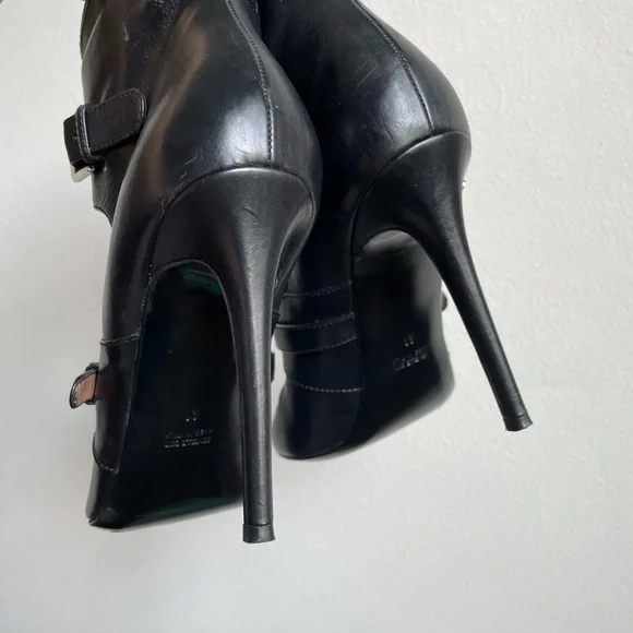 Laurence Dacade Black Leather Biker Bootie Heels - Picture 9 of 14
